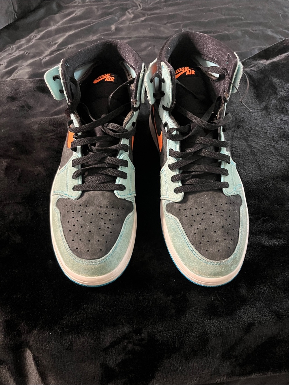 Nike High-Top Sneakers in Black, Teal & Orange